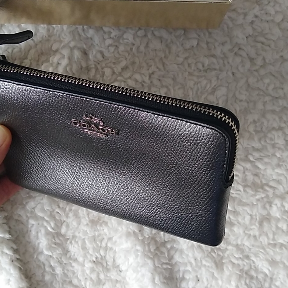 Coach Corner Zip Wristlet in Platinum - Picture 2 of 4